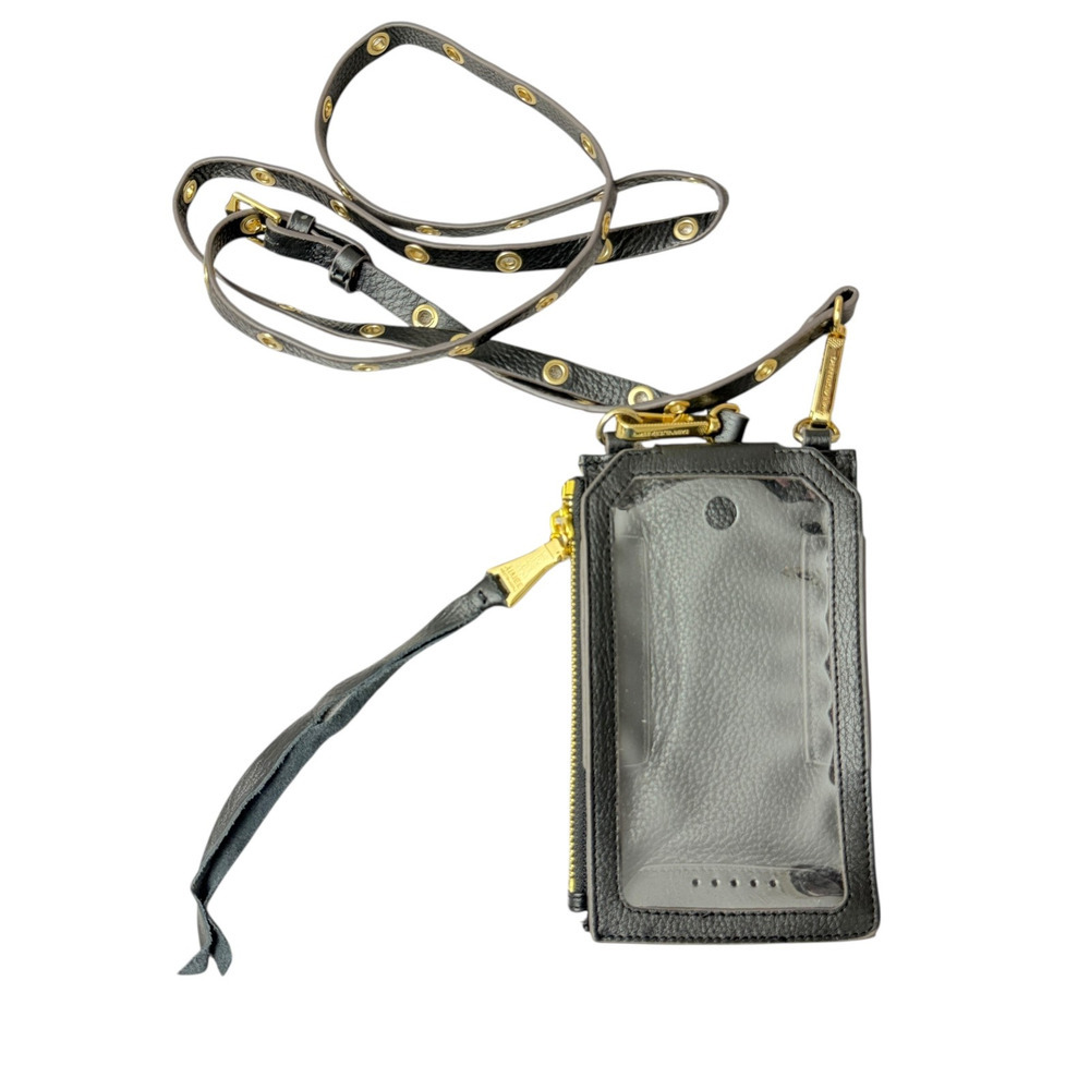 Aimee Kestenberg Phone Crossbody Bag Black Zip Wallet Cards Studded Gold Purse